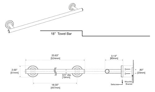 Gatco 4241 18" Latitude II Towel Bar, Chrome - Image 3