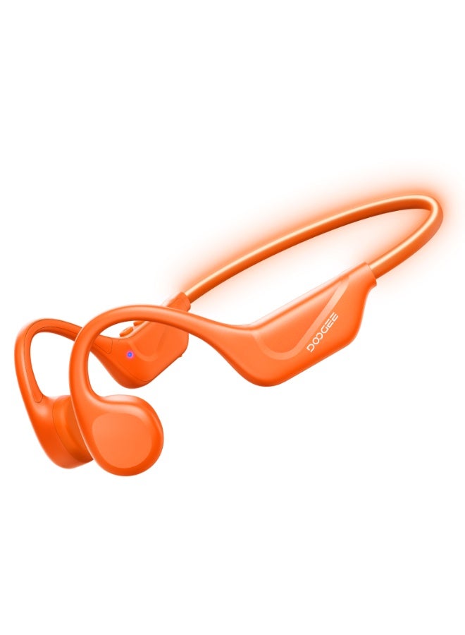 DOOGEE Bone Conduction Headphones, Open-Ear Sports Bone Conduction Headphones with LED Safety Light, IP66 Waterproof, Bluetooth 6.0, 10h Playtime and Adjustable Headband for Night Running - Image 1