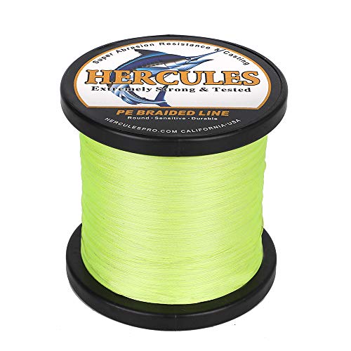 HERCULES Braided Fishing Line 500m 547yds 6lbs-100lbs Pe 4 Strands (Fluorescent Green 100lb/45.4kg 0.55mm) - Image 4