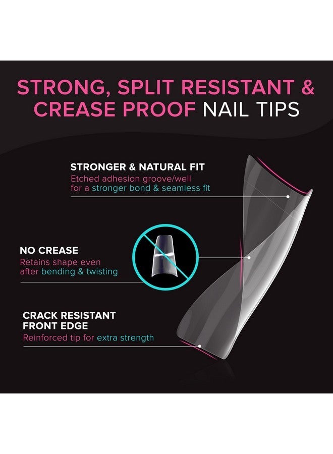 NYK1 Clear Nail Tips - 500Pcs Half Cover Coffin Nail Tips (10 Sizes) Strong Flexible Easy Blend Soft Gel Nail Tips Acrylic Nails, Coffin Nails Tips For All Gel And Acrylic Nail Tips Nail Extensions - Image 2
