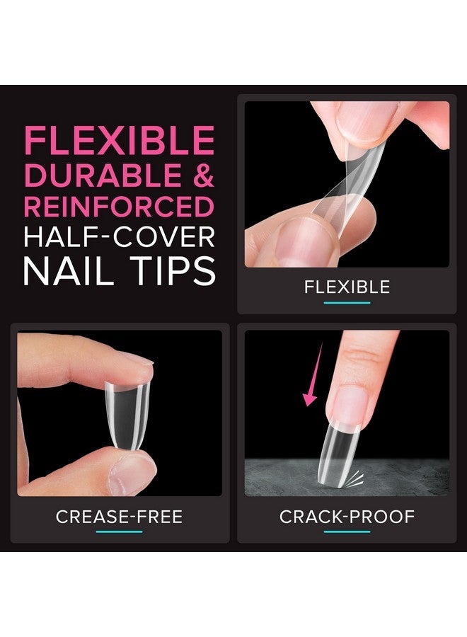 NYK1 Clear Nail Tips - 500Pcs Half Cover Coffin Nail Tips (10 Sizes) Strong Flexible Easy Blend Soft Gel Nail Tips Acrylic Nails, Coffin Nails Tips For All Gel And Acrylic Nail Tips Nail Extensions - Image 4