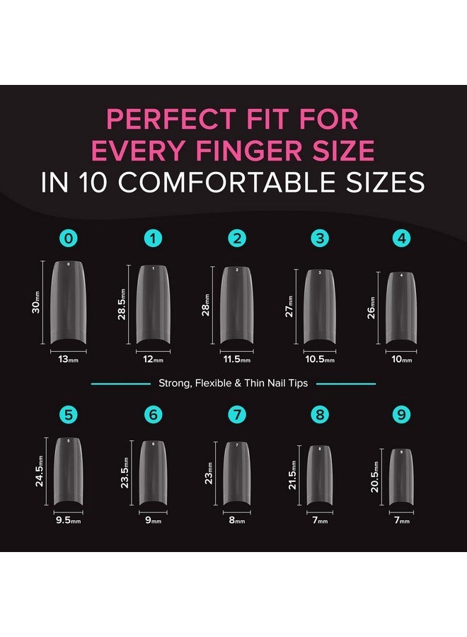 NYK1 Clear Nail Tips - 500Pcs Half Cover Coffin Nail Tips (10 Sizes) Strong Flexible Easy Blend Soft Gel Nail Tips Acrylic Nails, Coffin Nails Tips For All Gel And Acrylic Nail Tips Nail Extensions - Image 5
