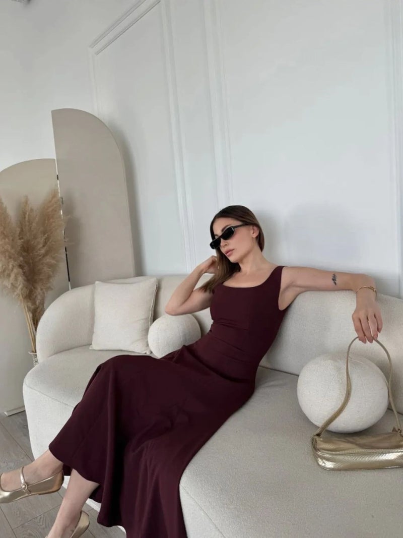 Jane's JANES Cut-Out U Collar Fitted Midi Dress - Image 1