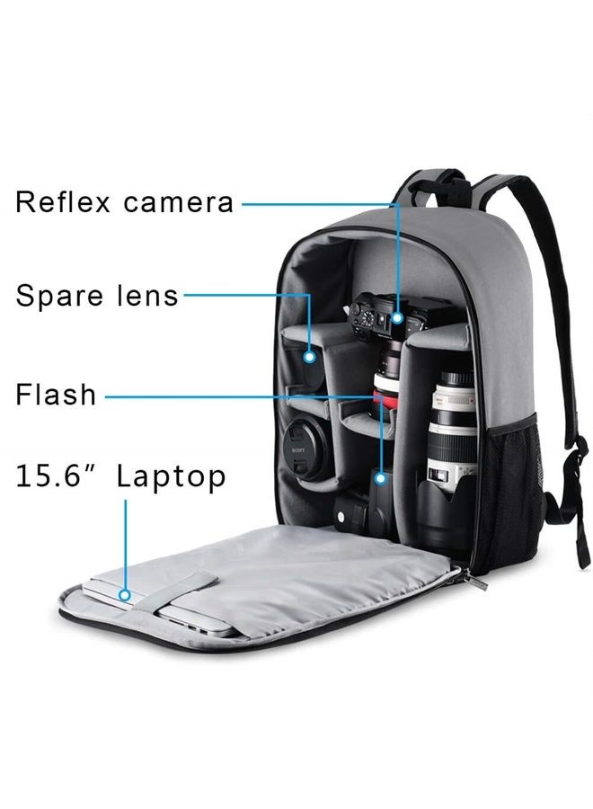 Caden Camera Backpack Bag Professional for DSLR/SLR Mirrorless Camera Waterproof, Camera Case Compatible for Sony Canon Nikon Camera and Lens Tripod Accessories Gray - Image 2