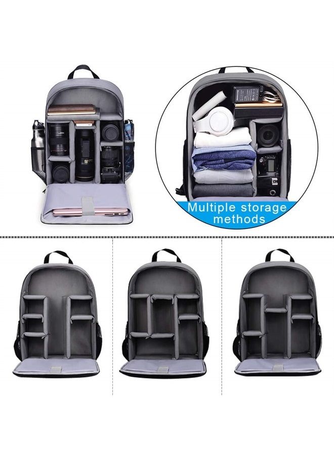 Caden Camera Backpack Bag Professional for DSLR/SLR Mirrorless Camera Waterproof, Camera Case Compatible for Sony Canon Nikon Camera and Lens Tripod Accessories Gray - Image 3