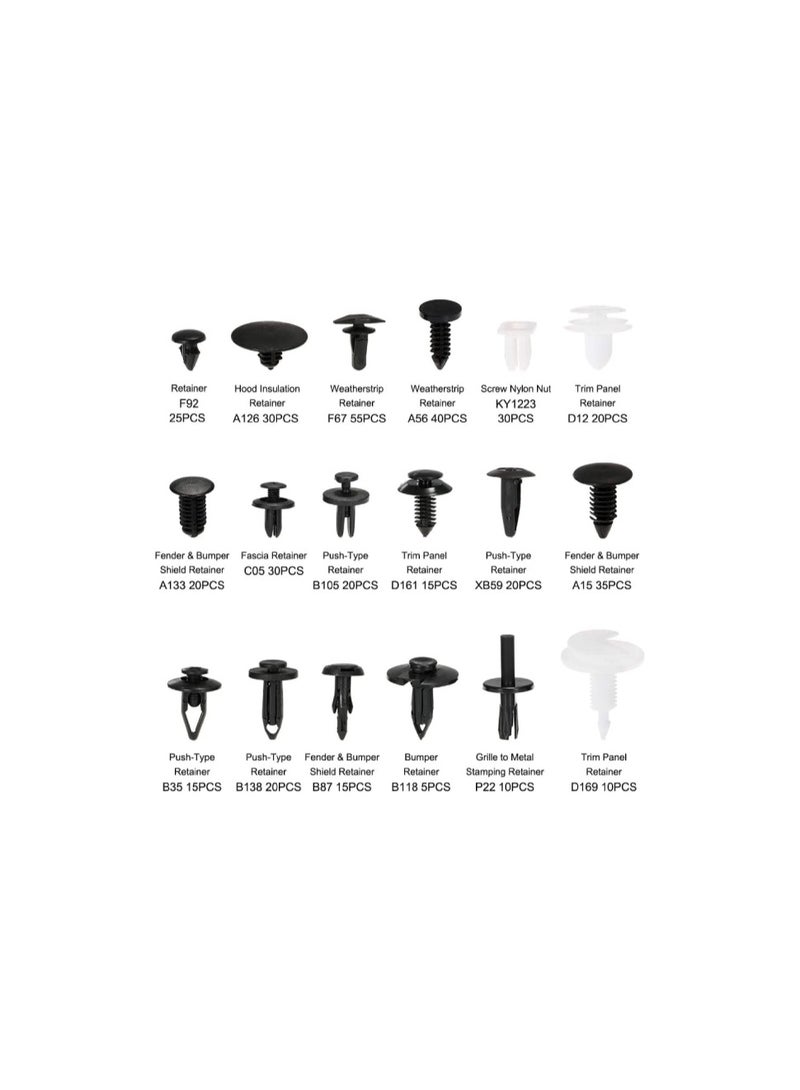 sulfar car retainer clips & plastic fasteners kit auto fastener clips with clips removal tool 415pcs 18 sizes car push pin rivet trim clips panel moulding car accessories, LMTK7755-1TAM-CJZ-1 - Image 3