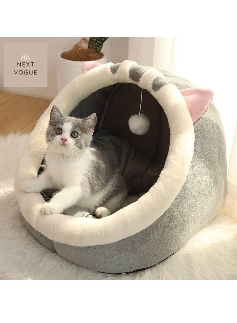 Next Vogue Cat Bed Pet Cave Bed with Anti-Slip Bottom, Suitable for All Cats & Small Dogs, Pet Bed with Removable Washable Cushion, Soft Calming Bed with Hanging Toy Ideal for Cats and Puppy or Rabbit  - Image 5