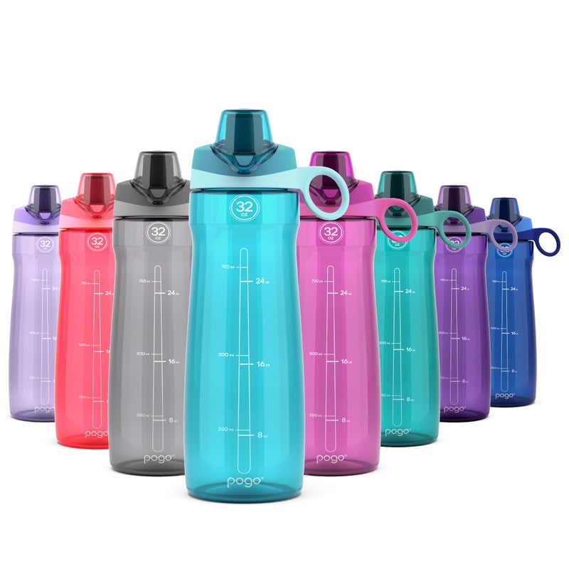 Pogo BPA-Free Plastic Water Bottle with Chug Lid, Blue Atoll, 32 oz. - Image 1