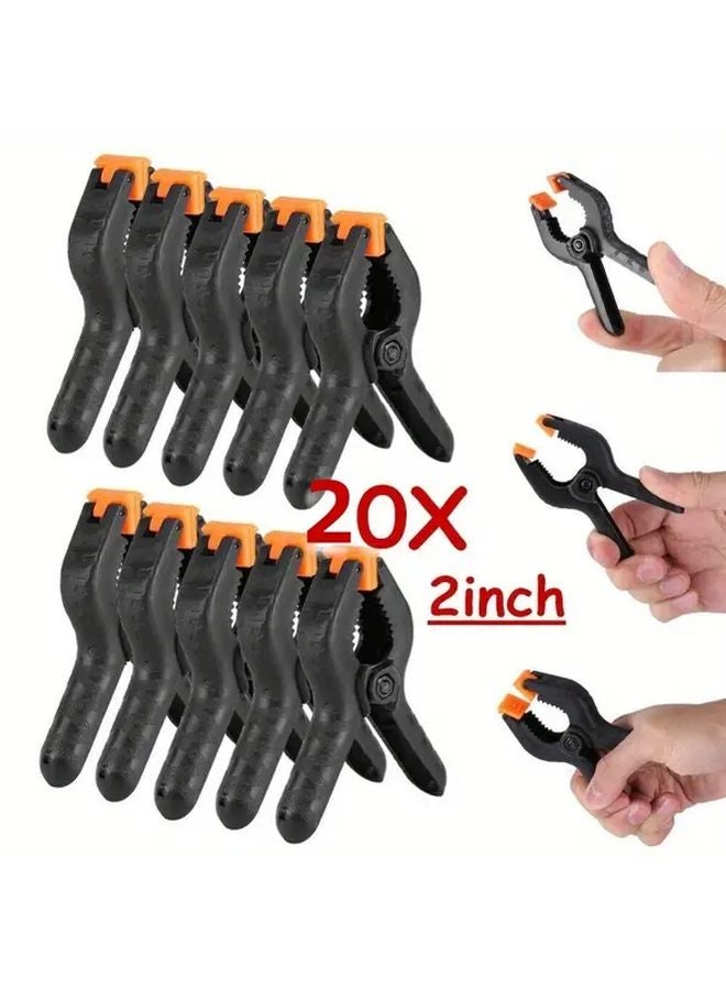 20pcs 2 Inch Plastic Spring Clamps Heavy Duty Non Slip Orange Grips For Woodworking - Image 2