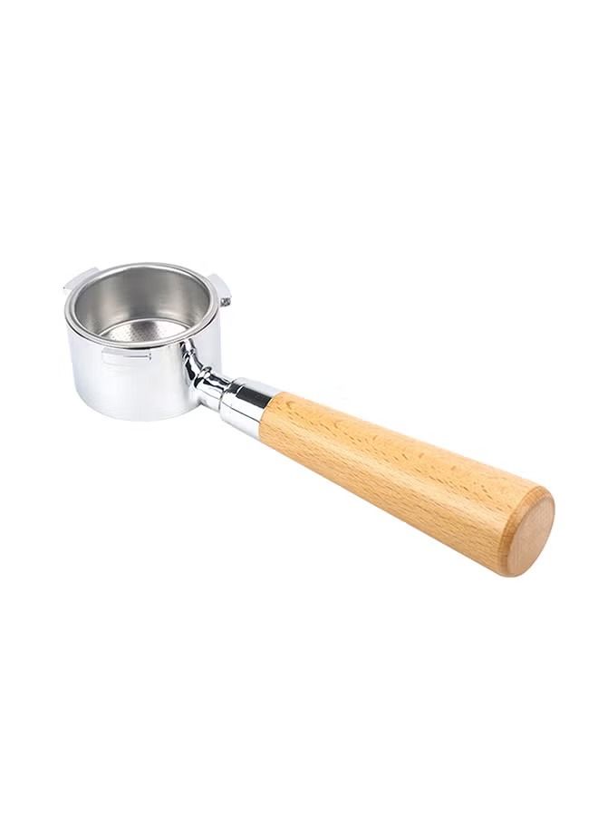 EXCLIFE 51mm coffee machine handle solid wood bottomless coffee handle stainless steel coffee machine handle three-ear extraction handle - Image 1