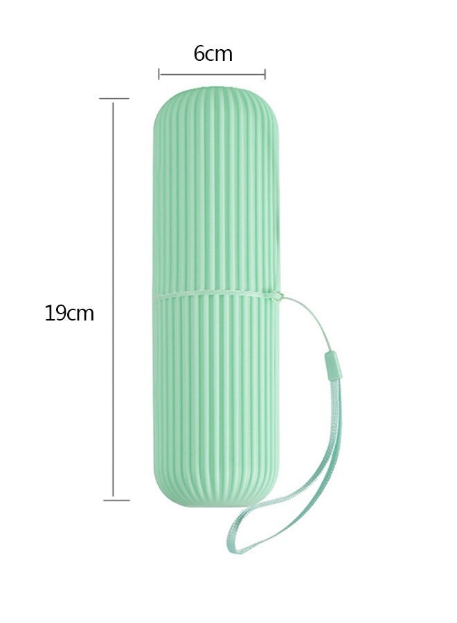 2Pcs Travel Toothbrush and Toothpaste Cup Holder, Portable Toothbrush Case for Storage Toothbrushes and Toothpaste, Toothbrush Case Box Holder Container for Camping Bathroom School Trip (Pink Green)  - Image 2
