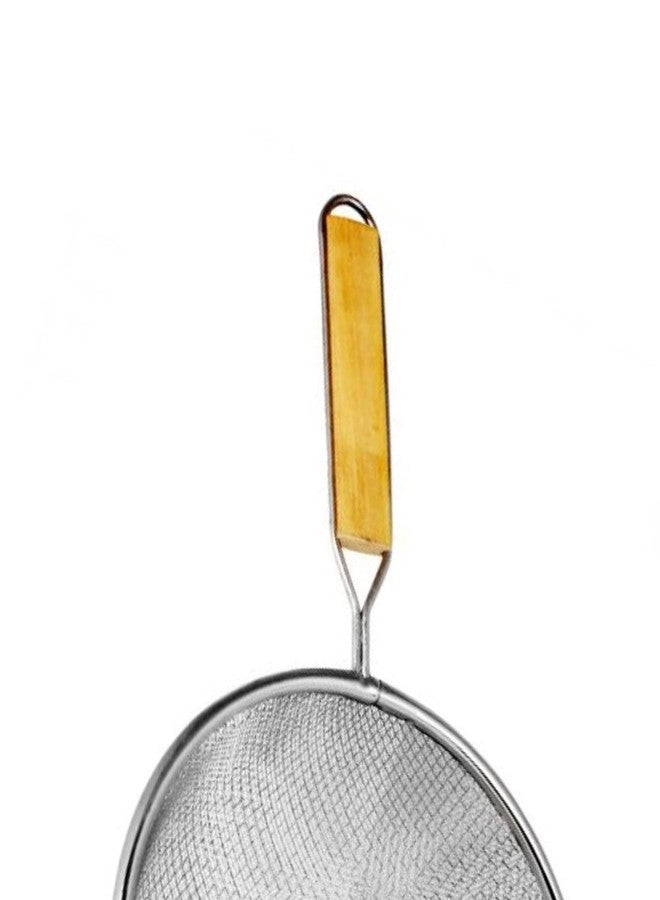 TrueCraftware مصفاة شبكية مزدوجة متوسطة الحجم من ترو كرافت وير، مقاس 8 بوصات، مصنوعة من الفولاذ المقاوم للصدأ، طول المقبض 6.5 بوصة، بمقبض خشبي - أداة مطبخ متعددة الاستخدامات، مصفاة طعام، ملعقة لتصفية الطعام، مصفاة للمعكرونة والفواكه والخضراوات - Image 5