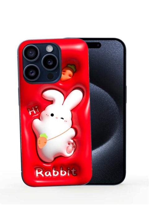 Protective 3D Printed Cute Hello Kitty Back Cover For iPhone 15 Pro Max