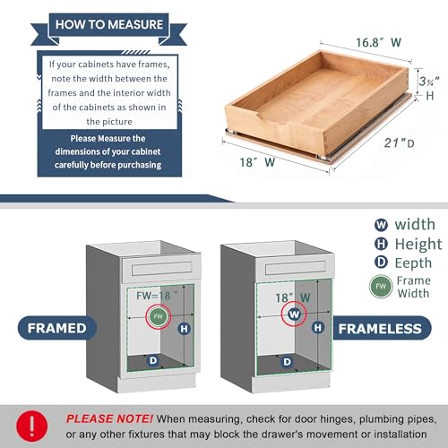 Draworia Pull Out Cabinet Drawers - 6x2 Size Options (12-23'W,18-21'D), Pre-Assembled with Soft Close Slides, Solid Beechwood, Easy Installation (18'W x 21'D) - Image 4