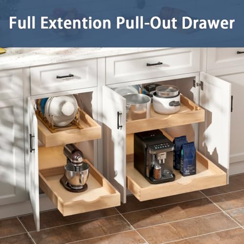 Draworia Pull Out Cabinet Drawers - 6x2 Size Options (12-23'W,18-21'D), Pre-Assembled with Soft Close Slides, Solid Beechwood, Easy Installation (18'W x 21'D) - Image 2