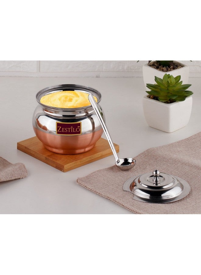 ZESTILO Ghee Pot, Ghee Container, Ghee Pot with Spoon, Oil Dispenser, Oil Pot, Oil jar, Ghee Dispenser Capacity of 280 ml - Image 1