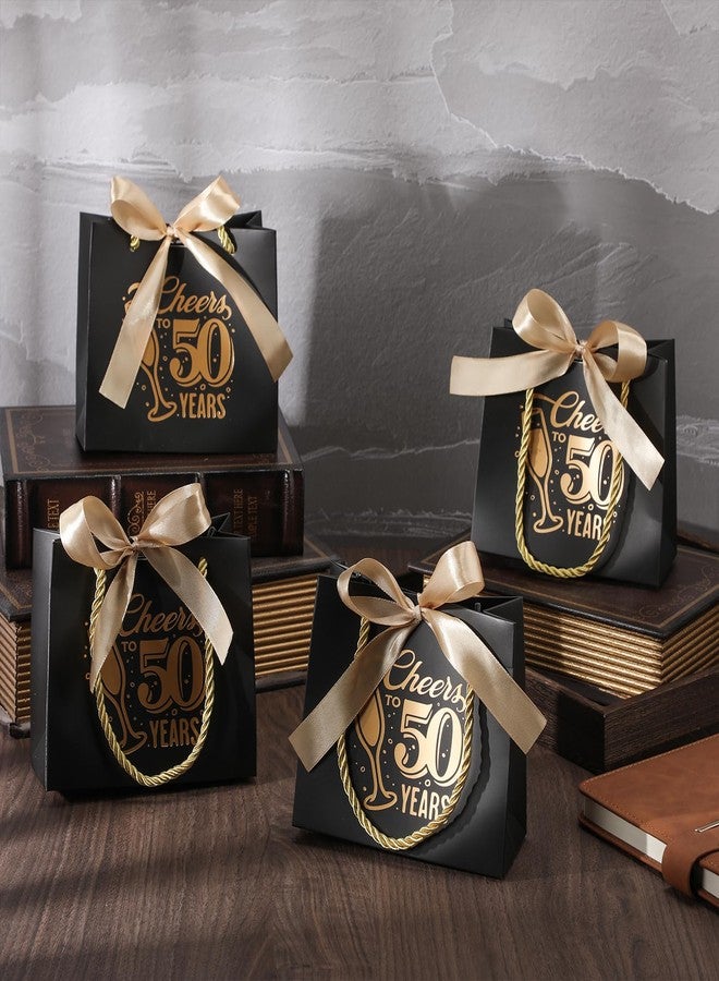 Clysee 25 Pcs Birthday Gift Bags with Handles Black and Gold Treat Bags Bulk Gift Wrapping Bags for Birthday Party Favors Anniversary Wedding Supplies Decoration(Cheers to 50) - Image 4