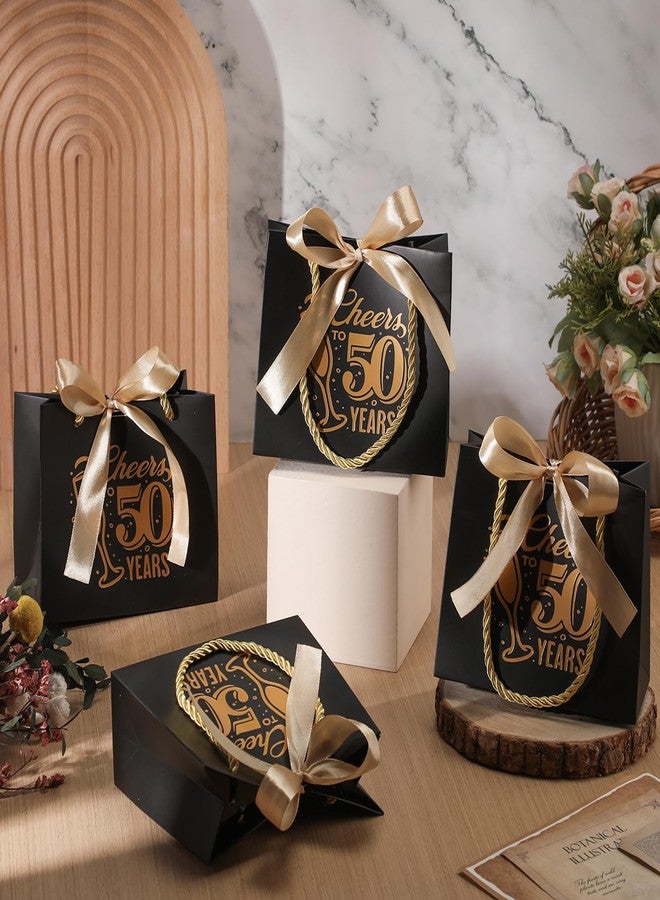 Clysee 25 Pcs Birthday Gift Bags with Handles Black and Gold Treat Bags Bulk Gift Wrapping Bags for Birthday Party Favors Anniversary Wedding Supplies Decoration(Cheers to 50) - Image 3