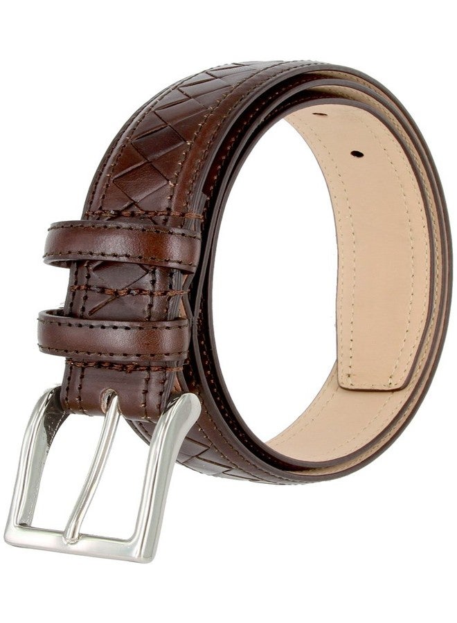 بيلتس.كوم حزام رسمي من الجلد الطبيعي بنقشة ماسية، عرضه 1 1/8 بوصة (بني، 38) - Image 4