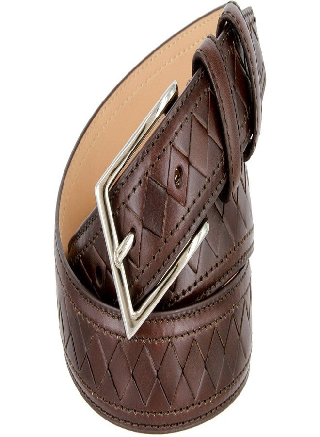 بيلتس.كوم حزام رسمي من الجلد الطبيعي بنقشة ماسية، عرضه 1 1/8 بوصة (بني، 38) - Image 2