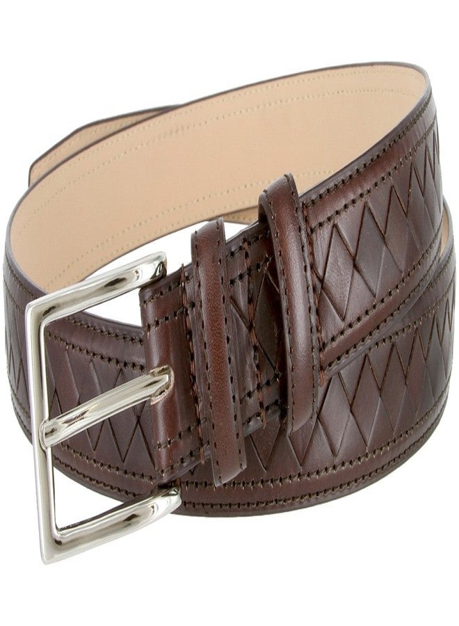 بيلتس.كوم حزام رسمي من الجلد الطبيعي بنقشة ماسية، عرضه 1 1/8 بوصة (بني، 38) - Image 3