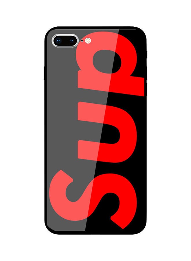 إسكدنيا غطاء حماية خلفي مصنوع من الزجاج المقوى لهاتف أبل آيفون 7/ 8 أسود/أحمر - Image 1