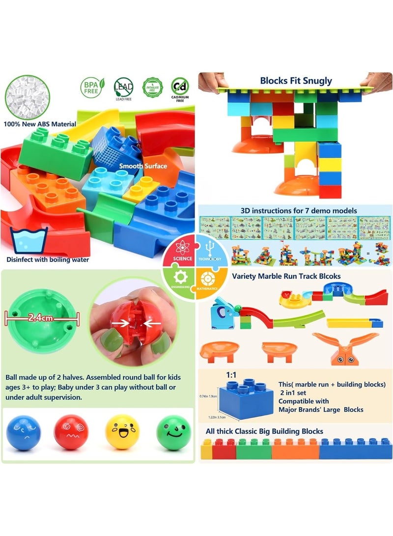 CHU DAI Marble Run Building for Kids: STEM Building Blocks Set Compatible Classic Blocks - Educational Toys for Kids Home School - Birthday Gift for Boys Girls  - Image 2