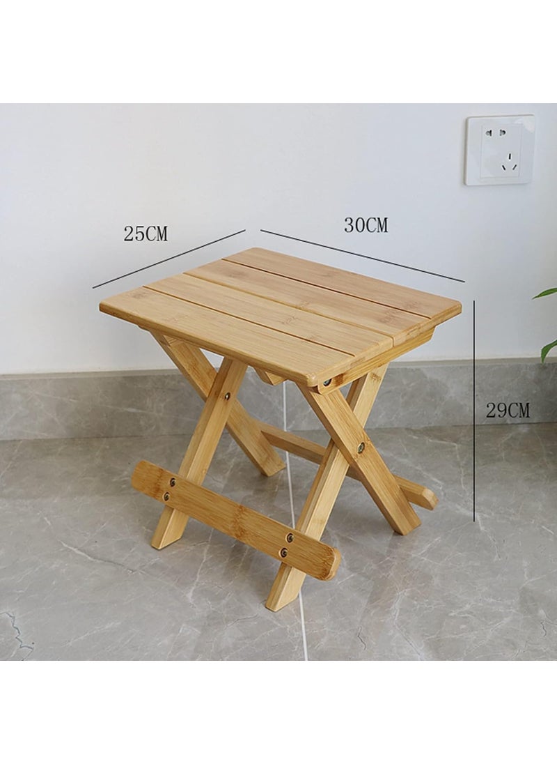 MUGATH MUGATH Wood Folding Stool Plant Stand Small Portable Folding Table Outdoor Porch Coffee End Table Foldable Household Solid Table for Picnic Camping Chair Poolside Lawn Yard Balcony Deck  - Image 2