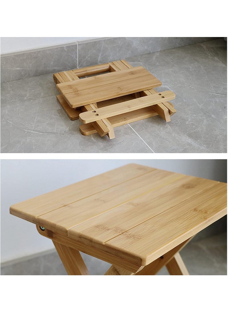 MUGATH MUGATH Wood Folding Stool Plant Stand Small Portable Folding Table Outdoor Porch Coffee End Table Foldable Household Solid Table for Picnic Camping Chair Poolside Lawn Yard Balcony Deck  - Image 3