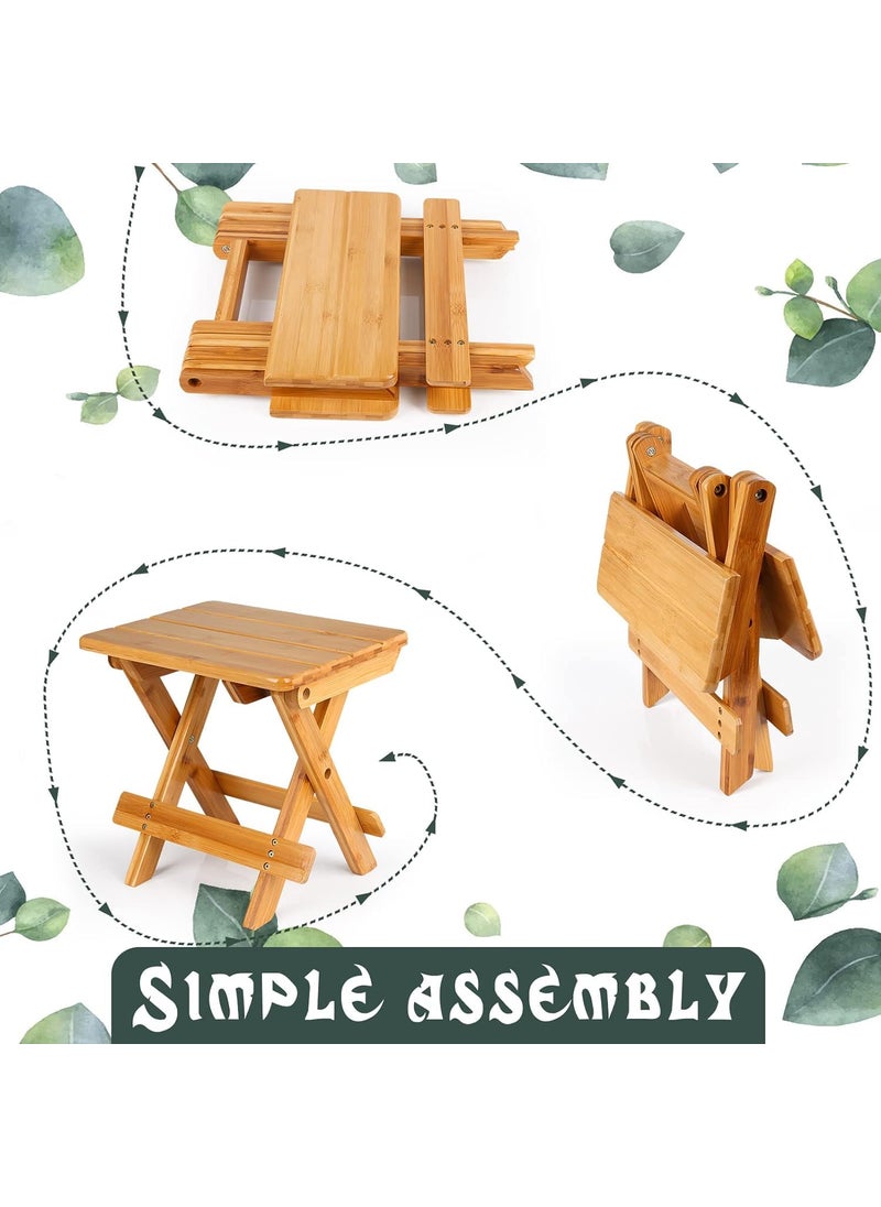 MUGATH MUGATH Wood Folding Stool Plant Stand Small Portable Folding Table Outdoor Porch Coffee End Table Foldable Household Solid Table for Picnic Camping Chair Poolside Lawn Yard Balcony Deck  - Image 5