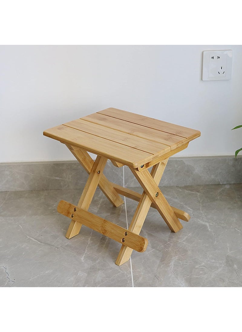 MUGATH MUGATH Wood Folding Stool Plant Stand Small Portable Folding Table Outdoor Porch Coffee End Table Foldable Household Solid Table for Picnic Camping Chair Poolside Lawn Yard Balcony Deck  - Image 1