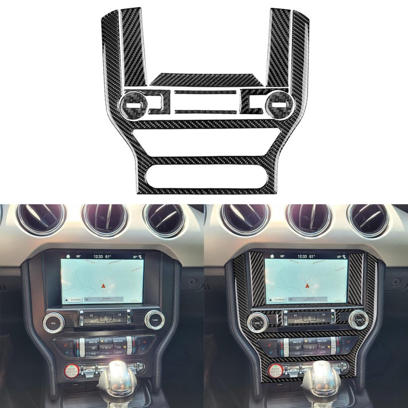 NVCNX NVCNX Real Premium Carbon Fiber Compatible with Ford Mustang GT 2015-2023 2016 2017 2018 2019 2020 2021 2022 Car Navigation CD AC Panel Cover Sticker Decal Interior Trim Kit Accessories Black  - Image 1