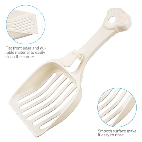 Depets Cat Litter Scoop, Litter Scoop with Wide Slats, Kitty Litter Scooper for Pine Pellets, Durable Plastic Litter Sifter Scoop - Designed for Easy Sifting, Milky White - Image 4