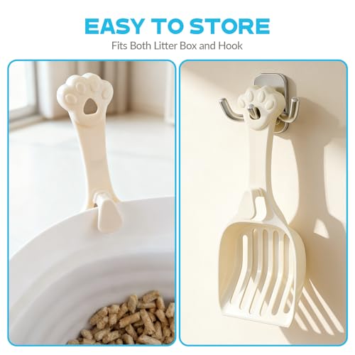Depets Cat Litter Scoop, Litter Scoop with Wide Slats, Kitty Litter Scooper for Pine Pellets, Durable Plastic Litter Sifter Scoop - Designed for Easy Sifting, Milky White - Image 5
