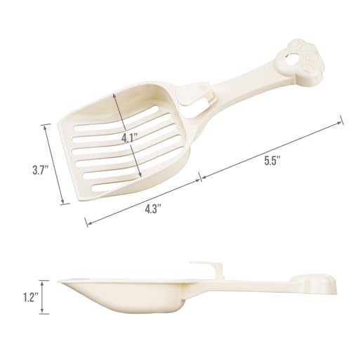 Depets Cat Litter Scoop, Litter Scoop with Wide Slats, Kitty Litter Scooper for Pine Pellets, Durable Plastic Litter Sifter Scoop - Designed for Easy Sifting, Milky White - Image 2