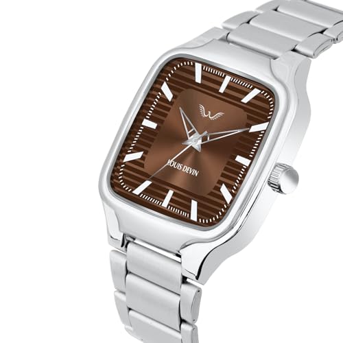 LOUIS DEVIN Steel Chain Analog Wrist Watch for Men (Brown Dial) | LD-GS069-BRW-CH - Image 3