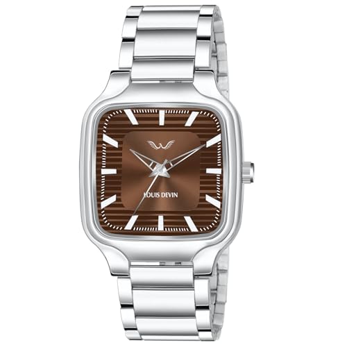 LOUIS DEVIN Steel Chain Analog Wrist Watch for Men (Brown Dial) | LD-GS069-BRW-CH - Image 1