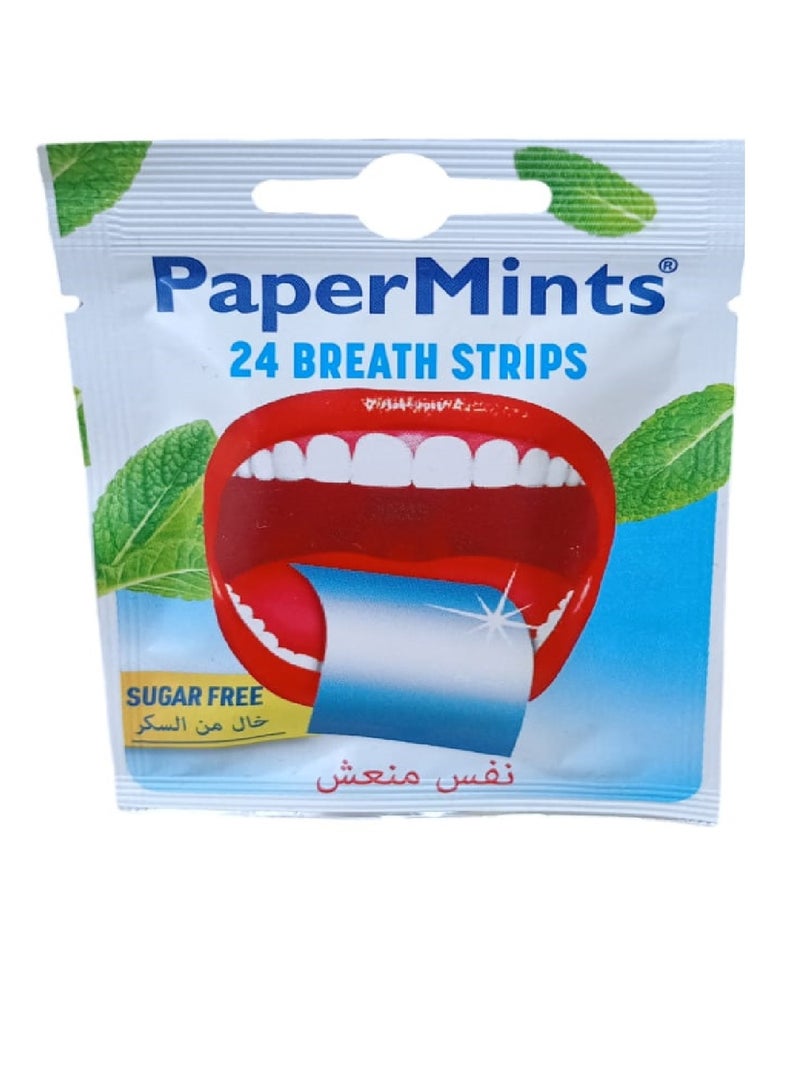 papermints Two Pieces of Mint Mouth Freshener Strips for Fresh Breath 2X24 Strips - Image 2