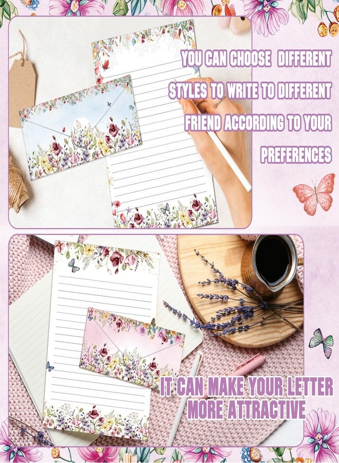 تاوباري مجموعة أوراق قرطاسية من تاو باري مكونة من 160 قطعة (50 ورقة كتابة مزدوجة الجوانب، 50 ظرفًا متطابقًا)، 60 ملصقًا دائريًا منقطًا، 10 تصاميم (زهرة برية، 8.5 × 11 بوصة). - Image 2