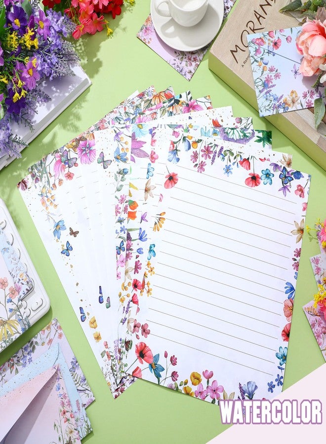 تاوباري مجموعة أوراق قرطاسية من تاو باري مكونة من 160 قطعة (50 ورقة كتابة مزدوجة الجوانب، 50 ظرفًا متطابقًا)، 60 ملصقًا دائريًا منقطًا، 10 تصاميم (زهرة برية، 8.5 × 11 بوصة). - Image 3