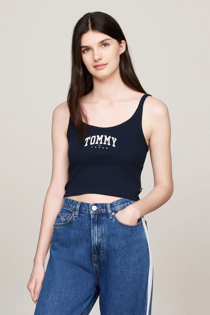 TOMMY JEANS Varsity Ribbed Cropped Tank Top