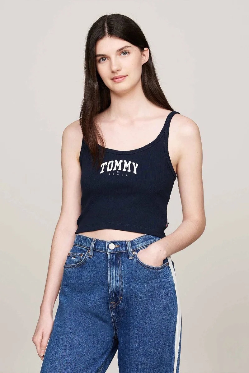 TOMMY JEANS Varsity Ribbed Cropped Tank Top