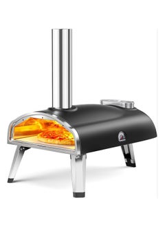 Outdoor Pizza Oven 12 Inch Wood Fired Pizza Ovens Outdoor Pellet Pizza Oven with Built-in Thermometer Portable Stainless Steel Pizza Oven for Backyard.