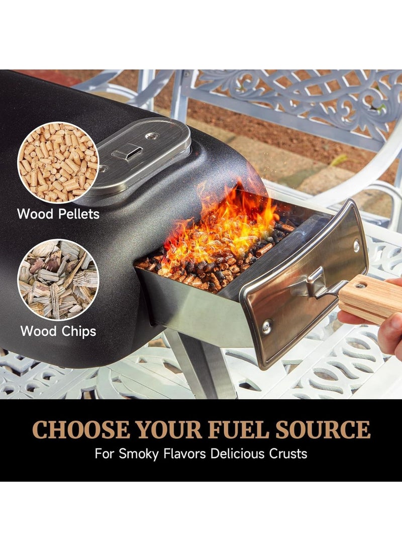 Generic - Outdoor Pizza Oven 12 Inch Wood Fired Pizza Ovens Outdoor Pellet Pizza Oven with Built-in Thermometer Portable Stainless Steel Pizza Oven for Backyard. - Image 1