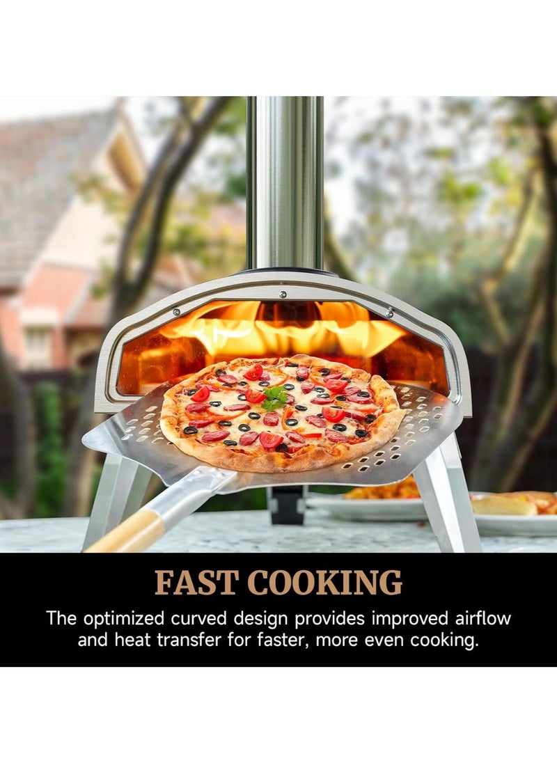 Generic - Outdoor Pizza Oven 12 Inch Wood Fired Pizza Ovens Outdoor Pellet Pizza Oven with Built-in Thermometer Portable Stainless Steel Pizza Oven for Backyard. - Image 1