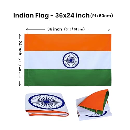 IVillage Indian National Flag 3x2 Feet Polyester | Washable Outdoor Weather Proof Tiranga Jhanda for Home Balcony, Office & Republic Day Decoration - Image 2