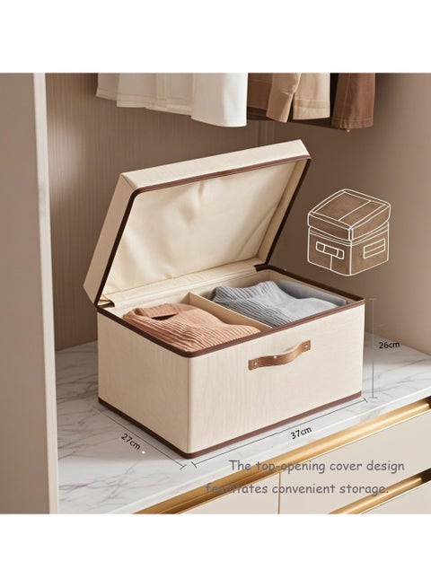 Organized foldable wardrobe Storage box Organized storage boxes with handles Organized wardrobe shelves and storage, clothing storage boxes for organization（White）