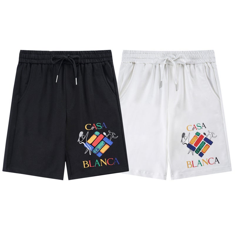 Casablanca Trendy Cartoon Printing Fashion Couples Casual Loose Shorts - Image 4