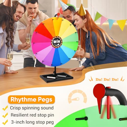GADFISH 24-inch Tabletop Spinning Prize Wheel, Spin Doodle Game Spinner, Storable Prize Wheel Spinner with Stand, Wheel of Fortune Game, Suitable for Family Games, Party Games, 14 Colors - Image 2