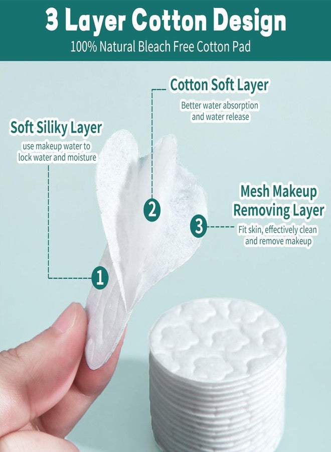 BODFPPC Premium Cotton Rounds for Face, 300 Count Makeup Remover Pads, 100% Pure & Natural Facial Cleansing Round Pads, Hypoallergenic, Lint-Free - Image 3